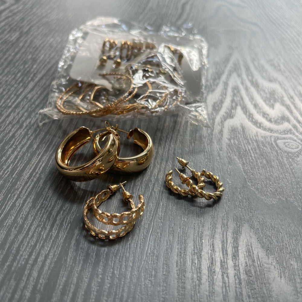 Gold hoop earring bundle set